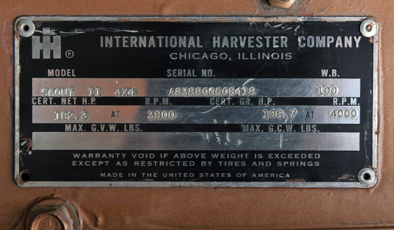 								1972 International Harvester Scout II Traveltop 4×4 full									