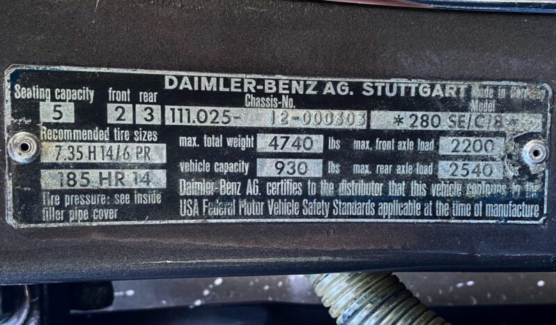 								1968 Mercedes-Benz 280SE Cabriolet full									